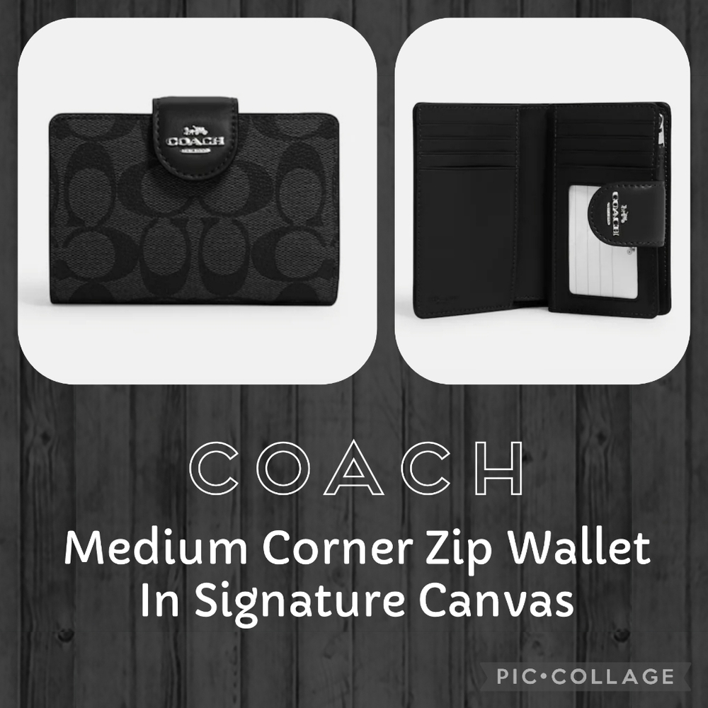 COACH Medium Corner Zip Wallet In Signature Canvas